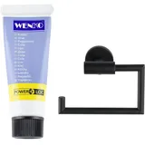 Wenko Toilettenpapierhalter Bosio inkl. Kleber, Edelstahl, Befestigen ohne Bohren, Schwarz