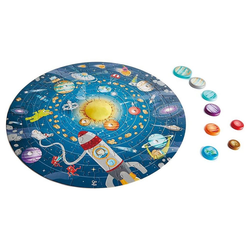 Hape Puzzle E1625 Sonnensystem, Puzzleteile, mit LED-Sonne und Planeten, Planetenpuzzle, Lernpuzzle, Entdeckerspielzeug