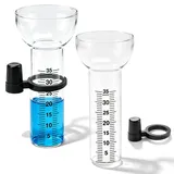 2 Stück Regenmesser Glas, 35mm Regenmesser Ersatzglas mit Halterung und Klarer Skala, Regenmesser Frostsicher, Niederschlagsmesser, Glas-Regen Messbecher, Regenwassermesser für Garten, Rasen und Hof