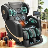 F FURNIMAT Massagesessel, Ganzkörper-Massagestuhl mit 14 Rollen, 8 Komfort-Luftkissen & Zero Gravity– Bluetooth Lautsprecher, Touchscreen, Handyhülter, Wärme für Lenden und Beine