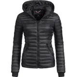 Navahoo Damen Übergangs Stepp Jacke mit Kapuze B348 [B348-Kimuk-Schwarz-Gr.XXL] - XXL