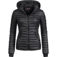 Navahoo Damen Übergangs Stepp Jacke mit Kapuze B348 [B348-Kimuk-Schwarz-Gr.XXL] - XXL