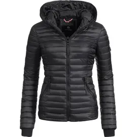 Navahoo Damen Übergangs Stepp Jacke mit Kapuze B348 [B348-Kimuk-Schwarz-Gr.XXL] - XXL