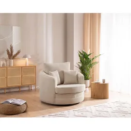 s-style möbel S-Style Drehsessel Love Seat XXL 360 Grad drehbar aus Beige - Maße cm, B: 107 H: 94