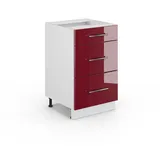 Vicco Badschrank Fame-Line, Bordeaux Hochglanz/Weiß 50 x 81.6 cm ohne Arbeitsplatte