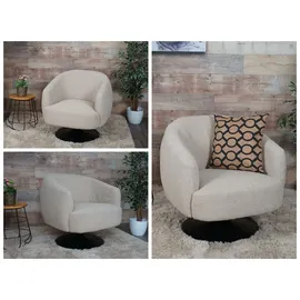 Mendler Lounge-Sessel MCW-J76 Bouclé 75 x 78 x 83 cm Creme-beige drehbar mit Kissen