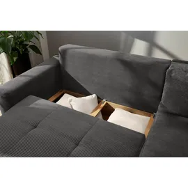 luma-home Eckcouch Cord 2-Sitzer Dunkelgrau