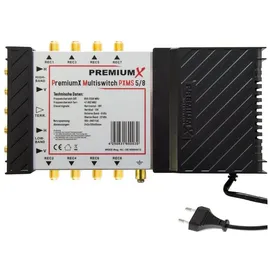 Premium X PremiumX PXMS 5/8 Multischalter mit Netzteil Multiswitch 1 SAT für 8 Teilnehmer Satverteiler Digital HDTV FullHD 4K UHD 8K