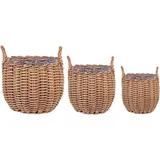 Set mit 3 Blumentöpfen AUCUBA PE Rattan Hellbraun