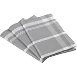 Ross 3er Pack Zwirn Halbleinen Geschirrtücher, Blockkaro, 50x70 cm | silber - grau