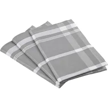 Ross 3er Pack Zwirn Halbleinen Geschirrtücher, Blockkaro, 50x70 cm | silber - grau