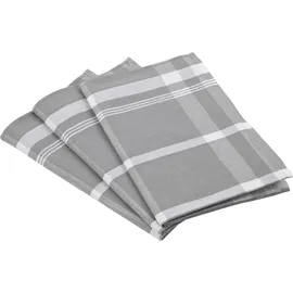 Ross 3er Pack Zwirn Halbleinen Geschirrtücher, Blockkaro, 50x70 cm | silber - grau