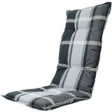 Madison Hochlehnerauflage B 255 Gartenstuhl Auflagen Kissen Polster für Hochlehner grau kariert, für Hochlehner-Stühle UV-beständig inkl. Bindebänder und Halteband grau