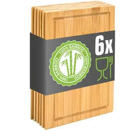 Dune Design 6er Set: Frühstücksbrettchen Holz 22x15 Brotzeitbretter Kleine Schneidebretter