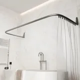 ERICA Duschvorhangstange L-Form 4-in-1 grau