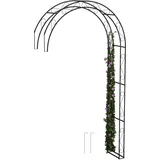 Relaxdays Rosenbogen Halbbogen, Metall, HxBxT: 245 x 130 x 36 cm, Rankbogen für Kletterpflanzen, Wandrosenbogen, schwarz