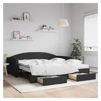 vidaXL Tagesbett Ausziehbar mit Schubladen 100 x 200 cm schwarz