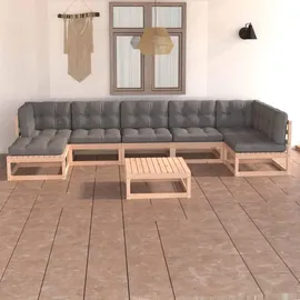 vidaXL Garten-Lounge-Set 8-tlg. grau