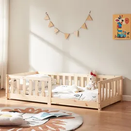 [en.casa] Kinderbett Tanna 80 x 160 cm Kiefer massiv natur beige