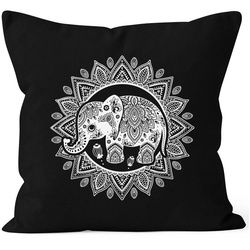 Autiga Dekokissen Kissenbezug Elefant Mandala Boho Bohamian Ethno Tribal Ornament Kissen-Hülle Deko-Kissen Autiga® schwarz