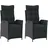 vidaXL Gartensessel mit Fußteil 59 x 59 x 108 cm schwarz 2 St.
