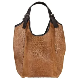 Samantha look Shopper echt Leder, Made in Italy, braun