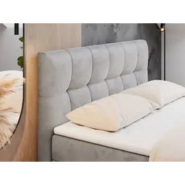 MKS Meble Boxspringbett 160x200 mit Bettkasten, Bett mit Multipocket - Matratze H4 Topper, Polsterbett 160x200 mit Bettkasten Kopfteil, Boxspringbett mit Mat... - Hellgrau