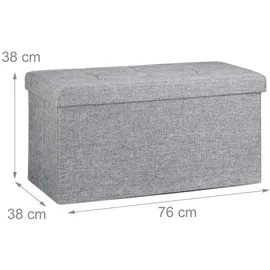 Relaxdays Sitzwürfel Leinen 38 x 38 x 76 cm Grau