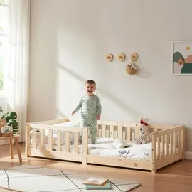 [en.casa] Kinderbett Tanna 80 x 160 cm Kiefer massiv natur beige