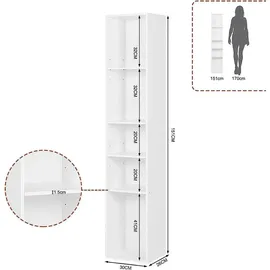 Woltu Bücherregal 30 x 151 x 26 cm Weiß