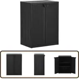 Vidaxl - Gartenschrank Schwarz 65x45x88 cm pp Rattan-Optik - Lagerschrank - Garderobenschrank - Aufbewahrungsbox - Außenmöbel - Rattan Optik