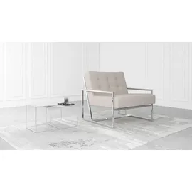 s-style möbel Loungesessel Mit Silber, Füßen Aus Beige, Bouclé-stoff