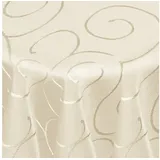 DecoHomeTextil Heimtextilmanufaktur Tischdecke Kringel Circle Tafeldecke Ornamente Damast Tischdecke beige Oval 135 x 180 cm