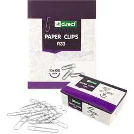 D.RECT Büroklammern 007121, 33mm silber, verzinkt, 1000 Stück
