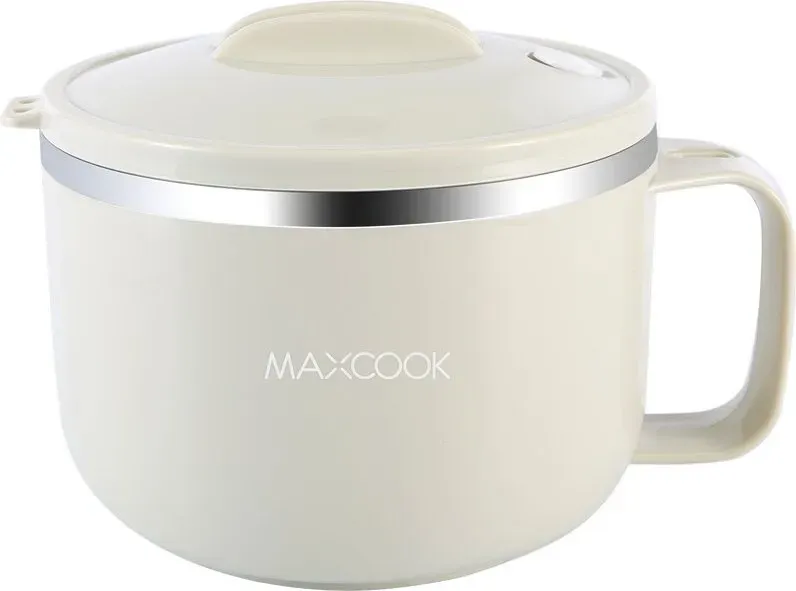 Maxcook 304 Stanless Stahl Ramen Schüssel - mit Deckel & könnte Loch Handys - 1,2 L - Grau