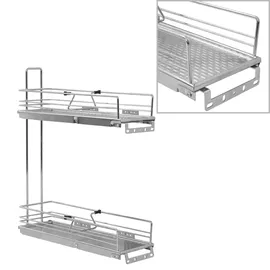 vidaXL 2-stufiger Ausziehbarer Küchen-Drahtkorb Silbern 47x15x54,5 cm