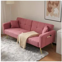 LuxusKollektion Schlafsofa Sofa Schlafsofa verstellbar Rückenlehne Seitentaschen Rosa rosa