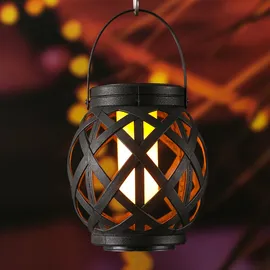 MARELIDA LED Solar Laterne Flammeneffekt Dekolaterne flackernd H: 16cm schwarz