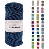 Sznurkomania, Baumwollkordel 3mm 100m, 46 Farben, Häkelkordel, Geflochten Baumwollkordel 3mm, Makramee Kordel, Makramee Garn, Premium Garn, Makramee Seil (Benzin)