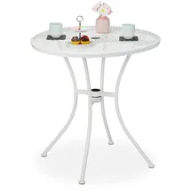 Relaxdays Gartentisch Ø 70 x 72 cm Weiß