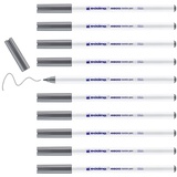 edding 4600 Textilstift - grau - 10 Stück - Rundspitze 1 mm - Textilstifte waschmaschinenfest (60 °C) zum Stoff bemalen - Stoffmalstift