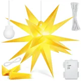 Kesser Leuchtstern 3D, LED Weihnachtsstern mit Timer für innen und außen, Adventsstern Beleuchtet hängend Stern - Warmweiß Licht