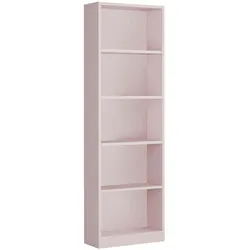 Dmora Buchhandlung Pomona, Hohes Bücherregal mit 5 Regalen, Büro- oder Schlafzimmerregal, Modernes Regal mit Fächern, 52x25h80 cm, Rosa