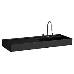 LAUFEN Kartell Waschtisch H8133337161581 120x46cm, Ablage links, ohne Überlauf, 3 Hahnlöcher, schwarz matt