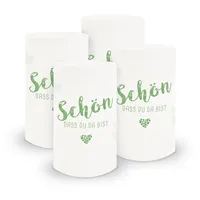 itenga 6X Windlicht Tischlicht aus Folie I Schön DASS du da bist I 10,0 x 21,0 cm I ideal als Tischdeko für Jede Feierlichkeit I geeignet für Teelichter oder LED-Kerzen (grün)