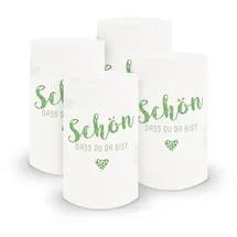 itenga 6X Windlicht Tischlicht aus Folie I Schön DASS du da bist I 10,0 x 21,0 cm I ideal als Tischdeko für Jede Feierlichkeit I geeignet für Teelichter oder LED-Kerzen (grün)