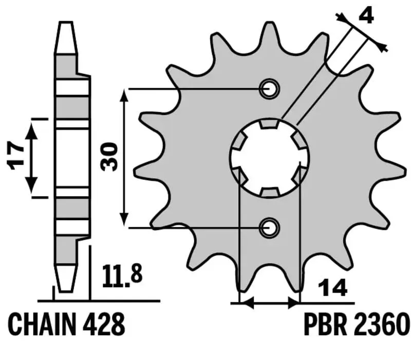 PBR Stahlstandard-Vorderzahnrad – 428