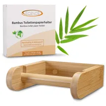ECENCE - 1x Toiletten-Klo-Papierhalter Bambus Wandmontage ohne Bohren Klorollenhalter wc