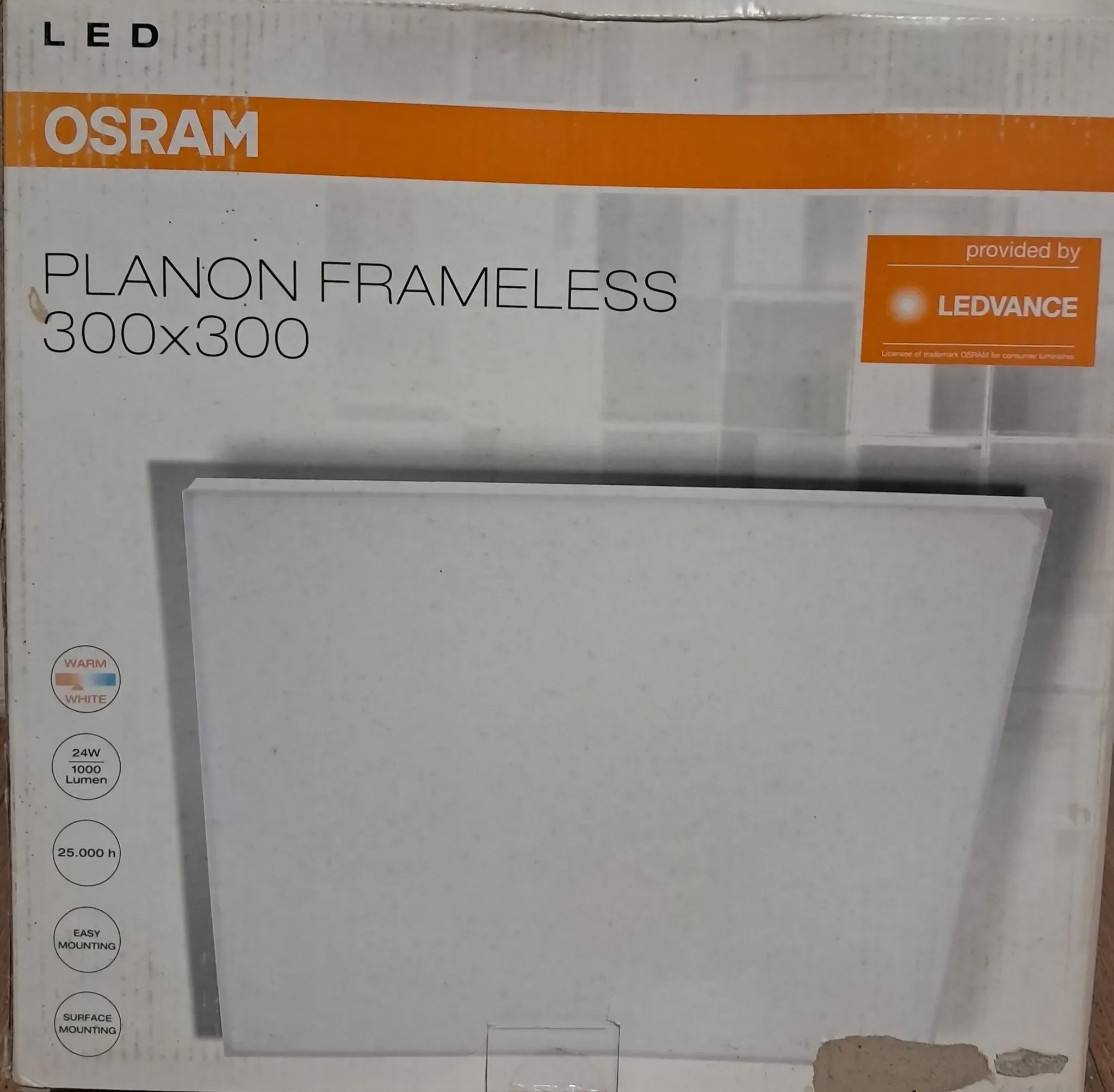 Osram LED Panel Planon frameless weiß 24W 1000lm 3000K Warmweiß