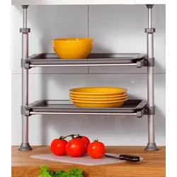 Ablageregal RUCO, silber (silberfarben), B:50cm H:47cm T:25cm, Aluminium, Kunststoff, Regale, mit Teleskop-System
